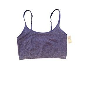 Aerie Blue with Silver Metallic Crop Top Size Large